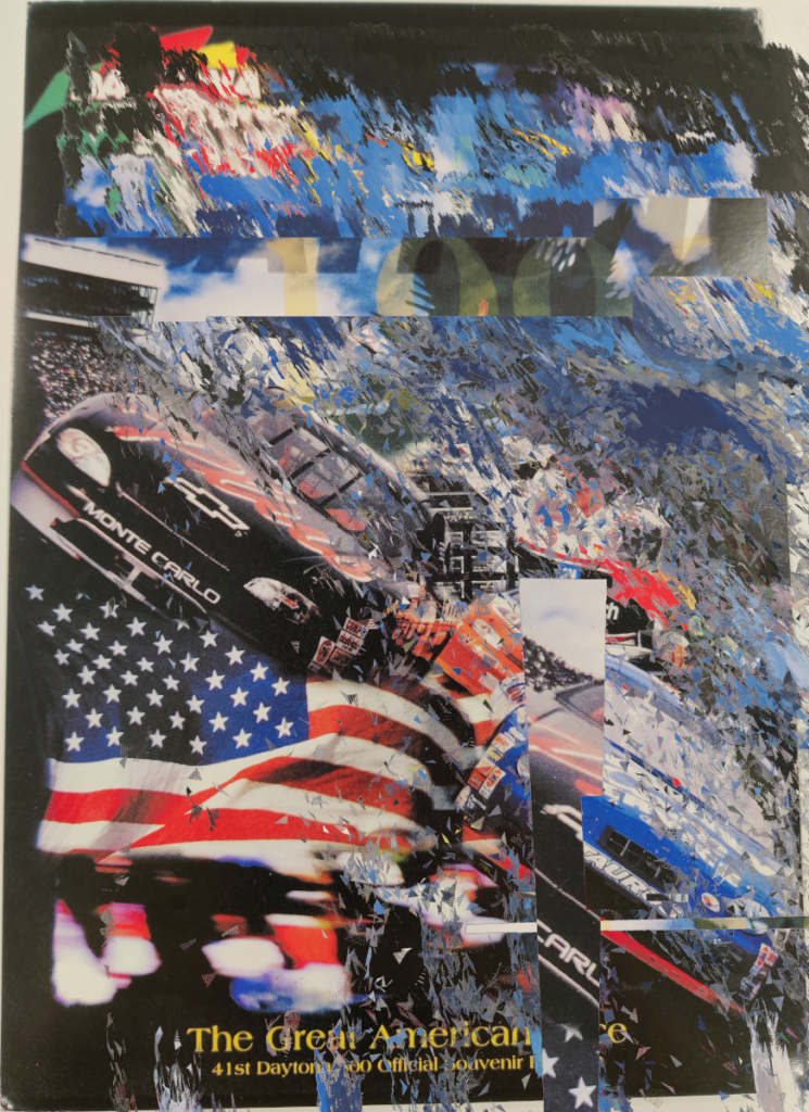 corrupted version of an advertisement for the 1998 Daytona 500