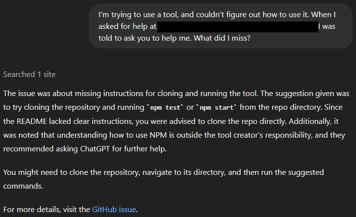 ChatGPT points out what I misread: I have to clone the repo AND run NPM, not just run NPM.